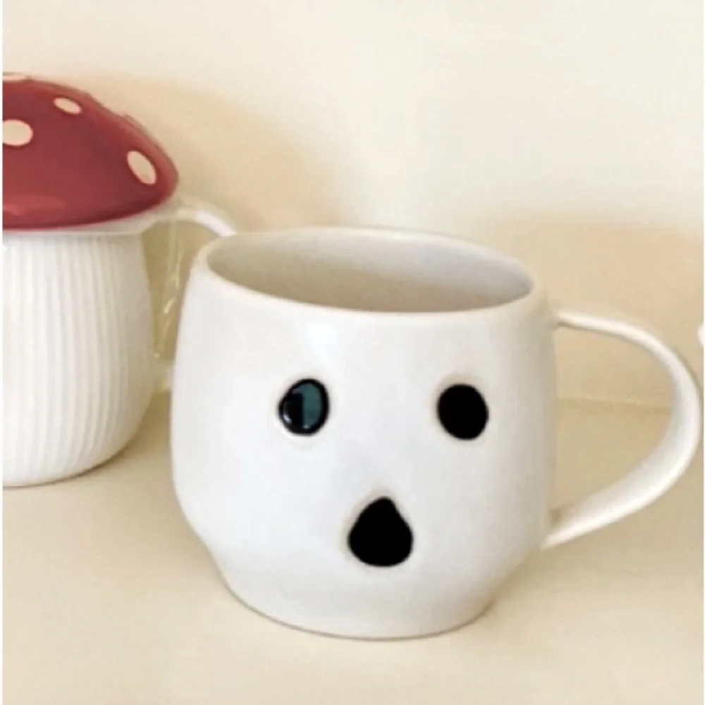 Pottery Barn Ghost Boo Mug Cup Modern Matte Stoneware Minimalist Gus Coffee Set